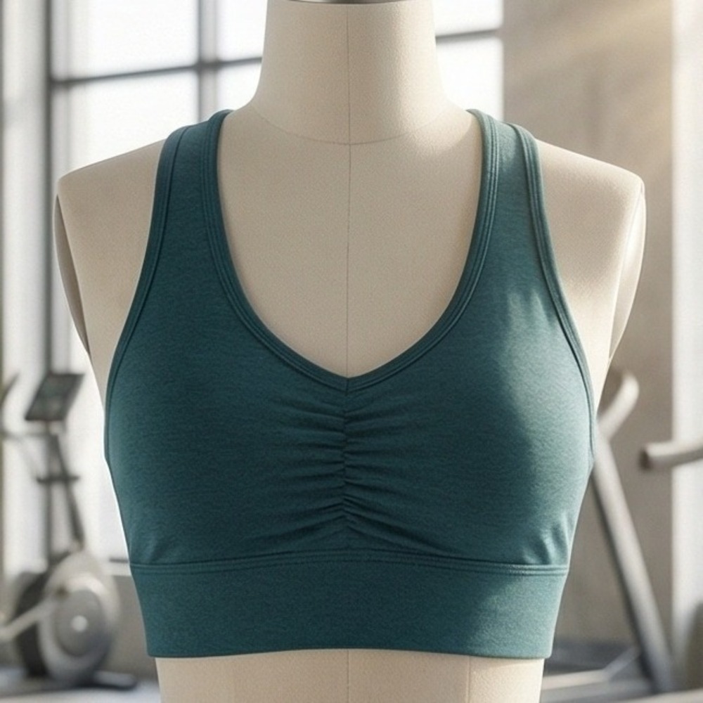 Threads 4 Thought S ReActive Sports Workout Bra Forest Green Ruched Small NWT